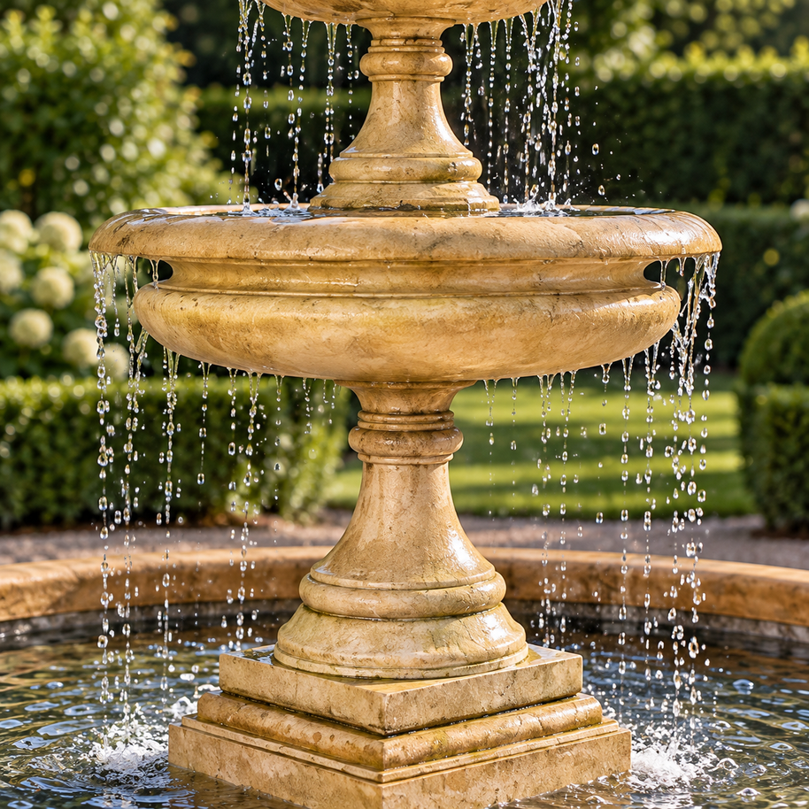2 Tier Georgian Chalice Water Fountain 3.2m Pool Surround with underplinth