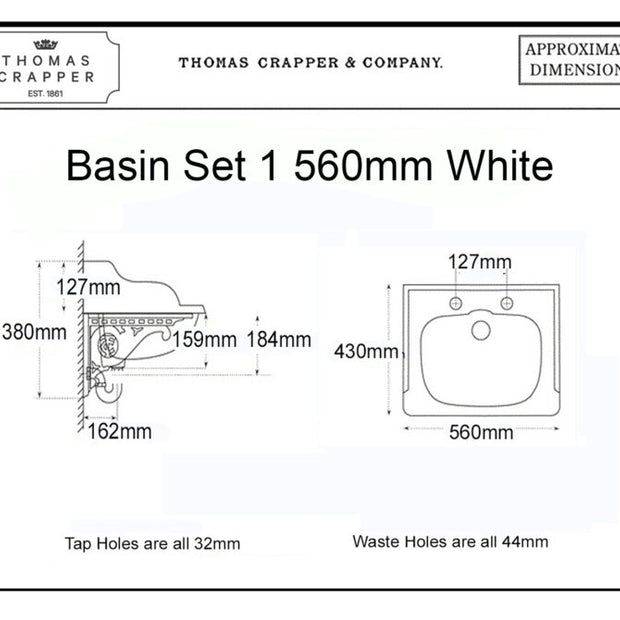 Marlborough Basin 2 tap holes Set 560mm