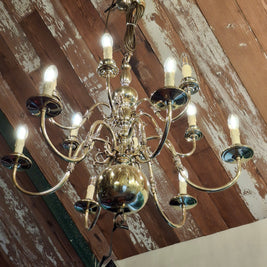 Polished Vintage Flemish 12 Candle Chandelier