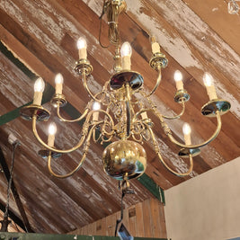 Polished Vintage Flemish 12 Candle Chandelier