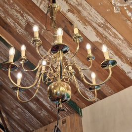 Polished Vintage Flemish 12 Candle Chandelier