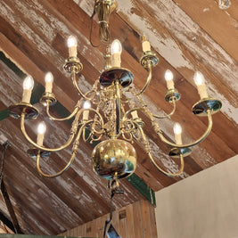 Polished Vintage Flemish 12 Candle Chandelier