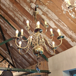 Polished Vintage Flemish 12 Candle Chandelier