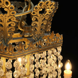 Vintage Brass & Crystal 13 Candle Waterfall Chandelier