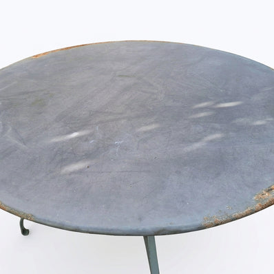 Round Zinc Topped Garden Table With Painted Metal Base