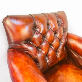 A Pair of 1920s English Cognac Leather Club Chairs