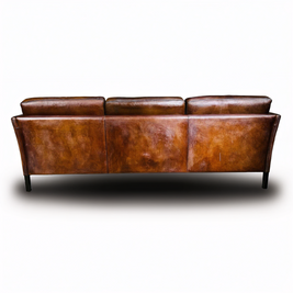 Box Design Three-Seater Sofa Heavily Patinated Tan Leather T Kvalitet