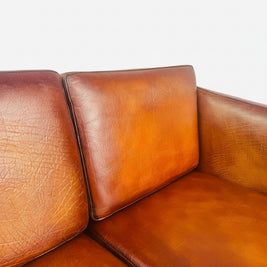 Vintage Danish Tan Leather 2 Seater Sofa