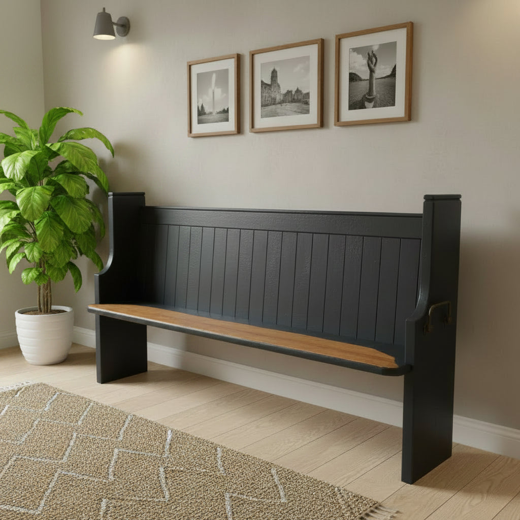Edwardian Style Painted Pine Church Pew