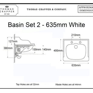 Marlborough Basin 2 tap holes Set 635mm