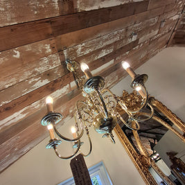 Vintage Solid Brass Flemish 8 Candle Chandelier