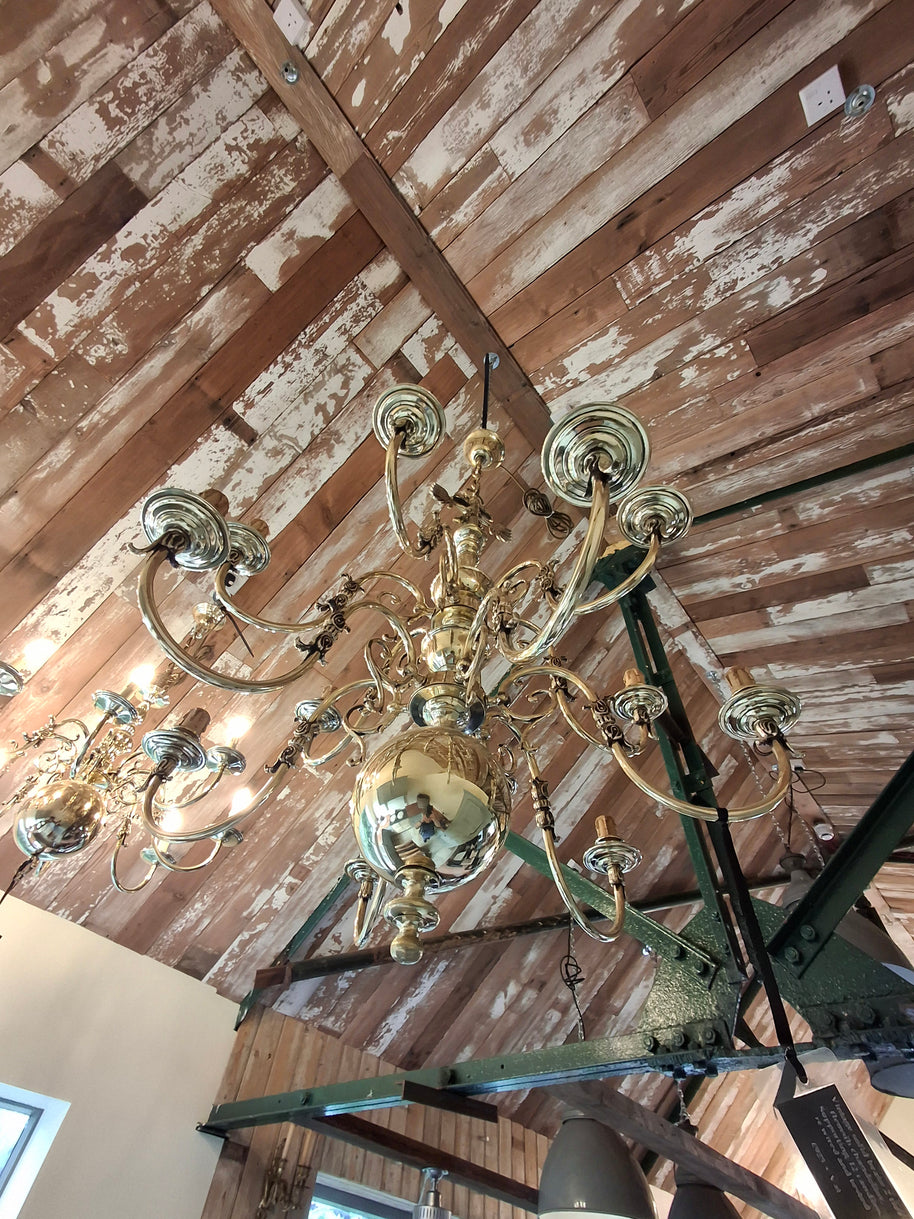 Vintage Solid Flemish 12 Candle Chandelier