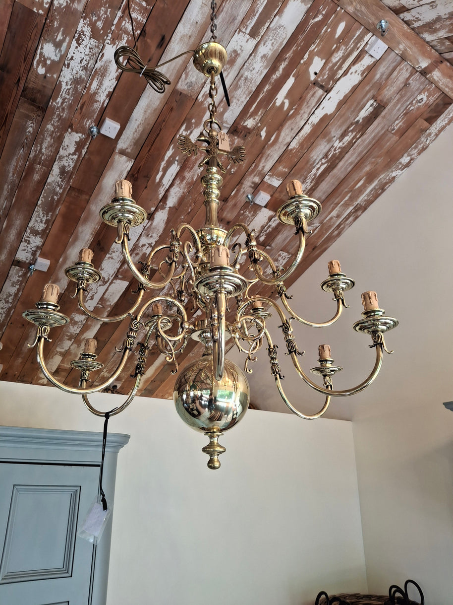 Vintage Solid Flemish 12 Candle Chandelier