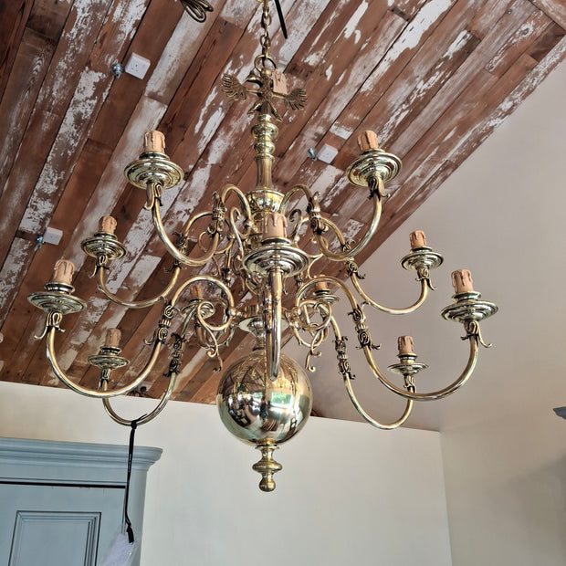 Vintage Solid Flemish 12 Candle Chandelier