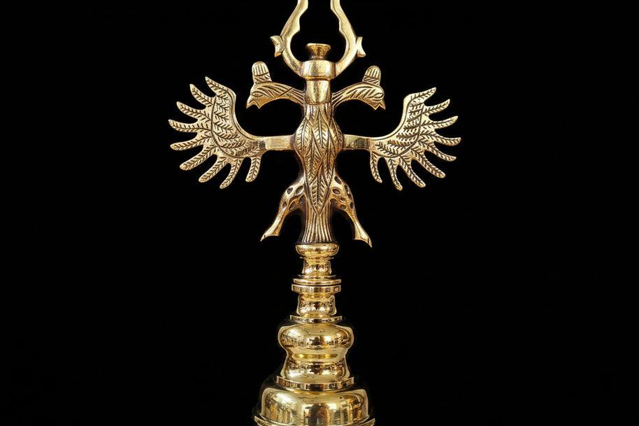Large Vintage Flemish Brass 8 Candle Chandelier