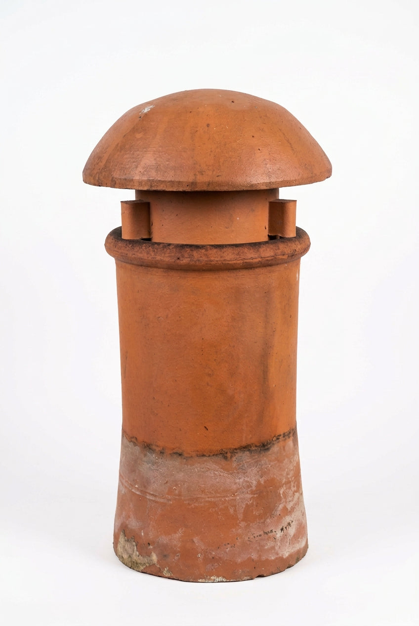 Small Terracotta Chimney Pot With Mushroom Caps