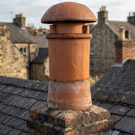 Small Terracotta Chimney Pot With Mushroom Caps