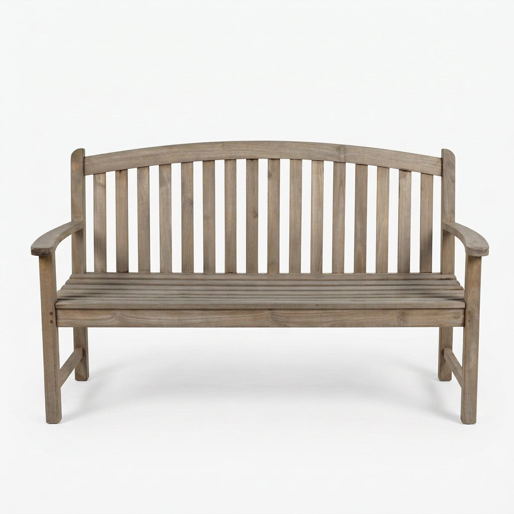 Hardwood Teak Slotted Round Back Garden Bench