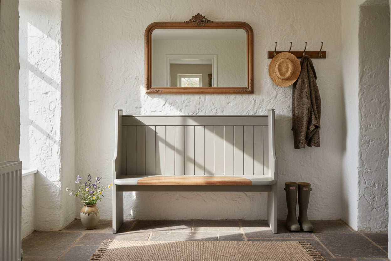 Edwardian Style Painted Pine Church Pew