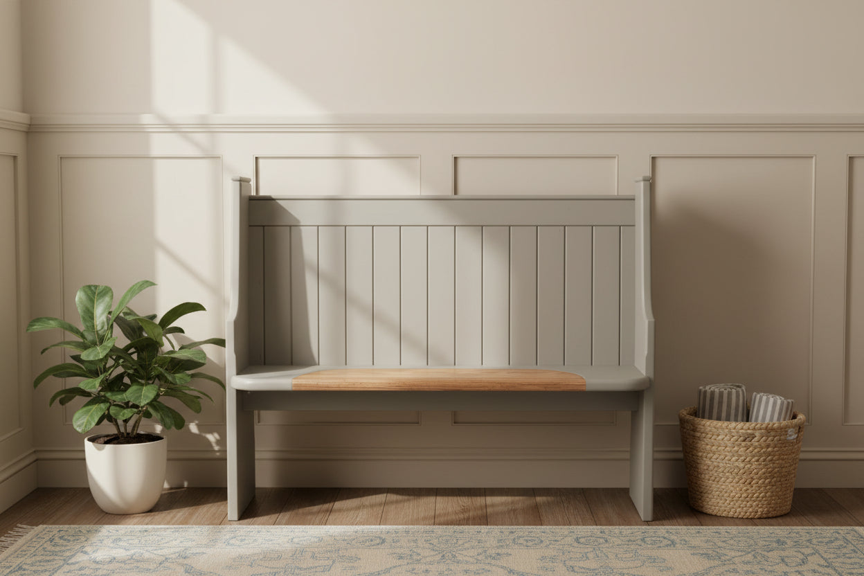 Edwardian Style Painted Pine Church Pew