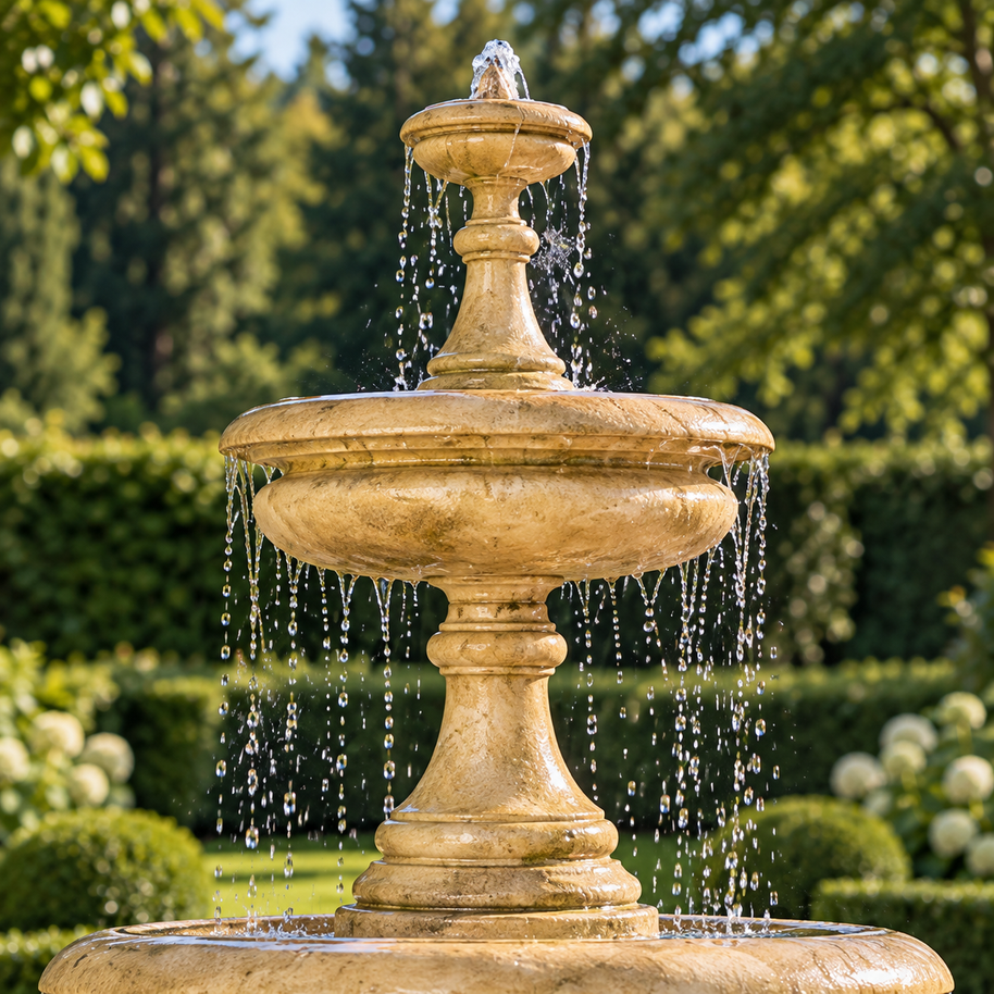 2 Tier Georgian Chalice Water Fountain 3.2m Pool Surround with underplinth