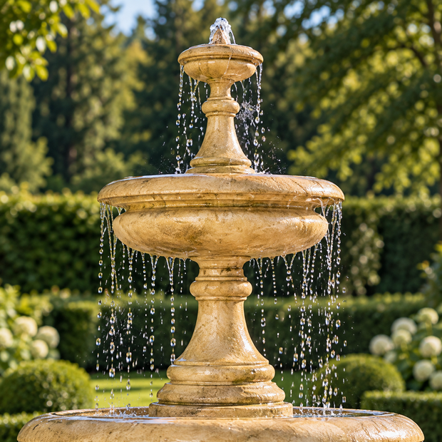 2 Tier Georgian Chalice Water Fountain 3.2m Pool Surround with underplinth