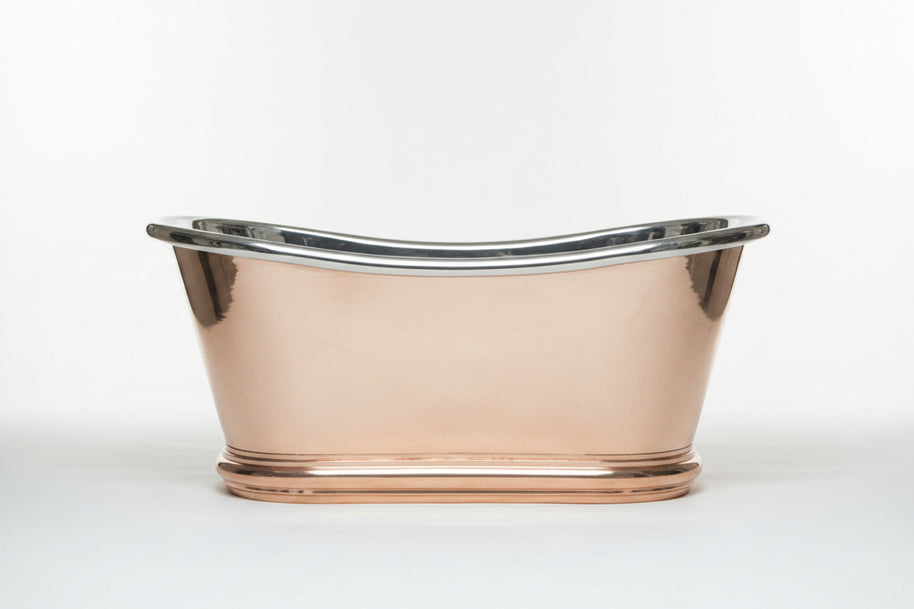 French Polished Copper Bateau Bath