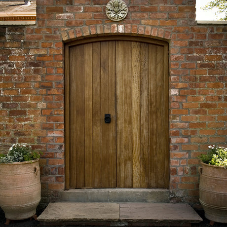 Pair of Hand-Made Arched Court-Yard Doors & Frame