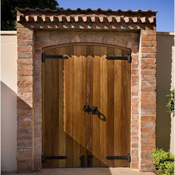 Pair of Hand-Made Arched Court-Yard Doors & Frame