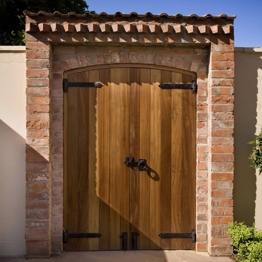 Pair of Hand-Made Arched Court-Yard Doors & Frame