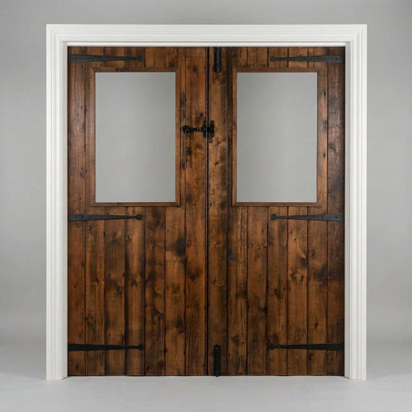 Pair of Guinness board double planked parlour doors