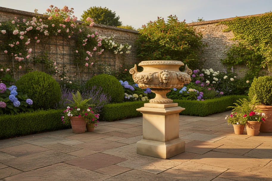 French Lion Mask Urn