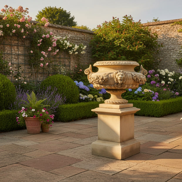 French Lion Mask Urn