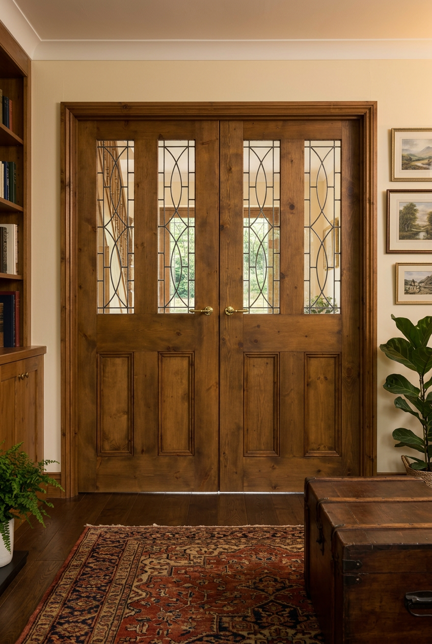 Traditional 4 Panel Reclaimed Pine Door Glazed