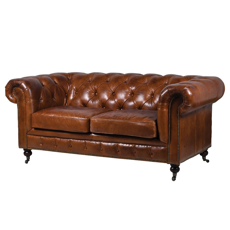 Vintage Leather 2 Seater Chesterfield