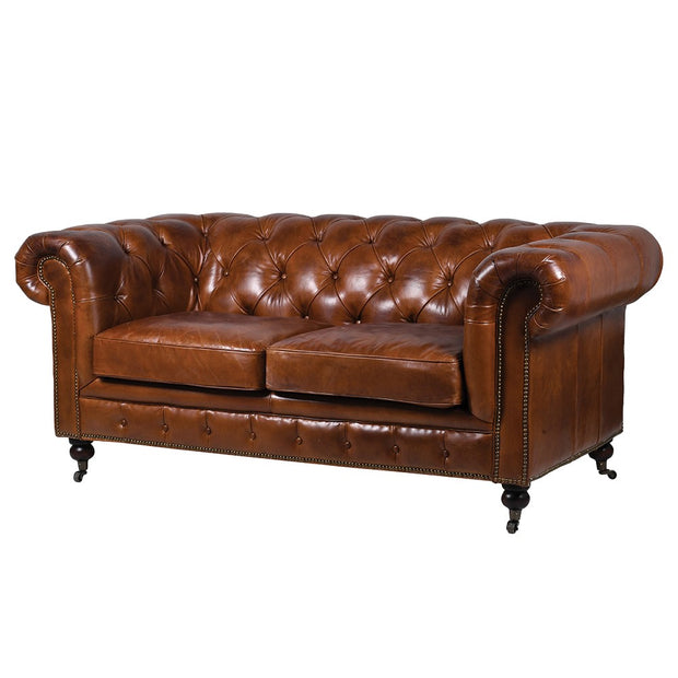 Vintage Leather 2 Seater Chesterfield