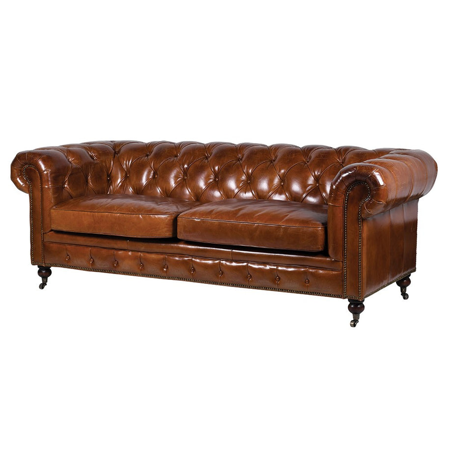 Vintage style 3 Seater Leather Chesterfield