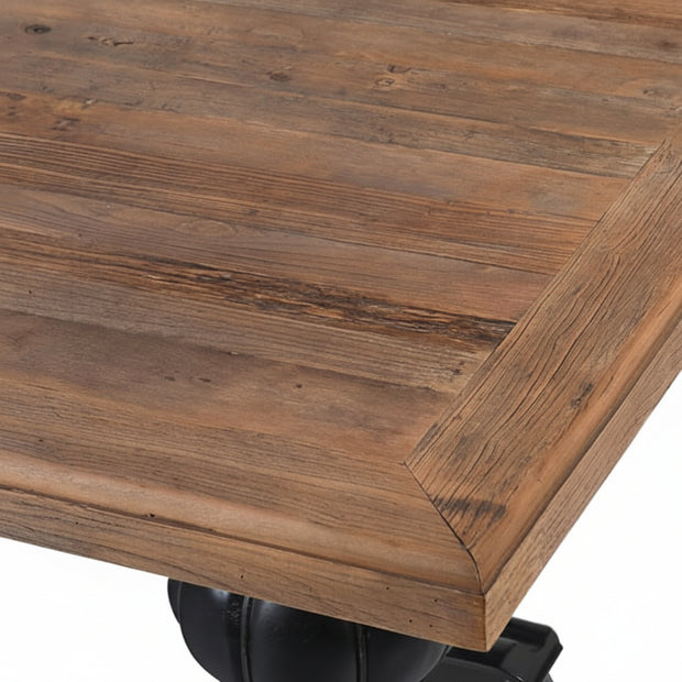 Reclaimed plank top rectangle dining table