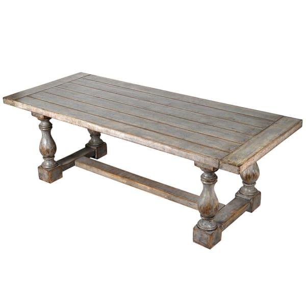 Distressed Grey Pine plank topped table
