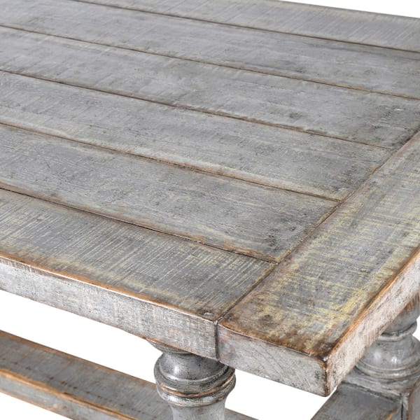 Distressed Grey Pine plank topped table