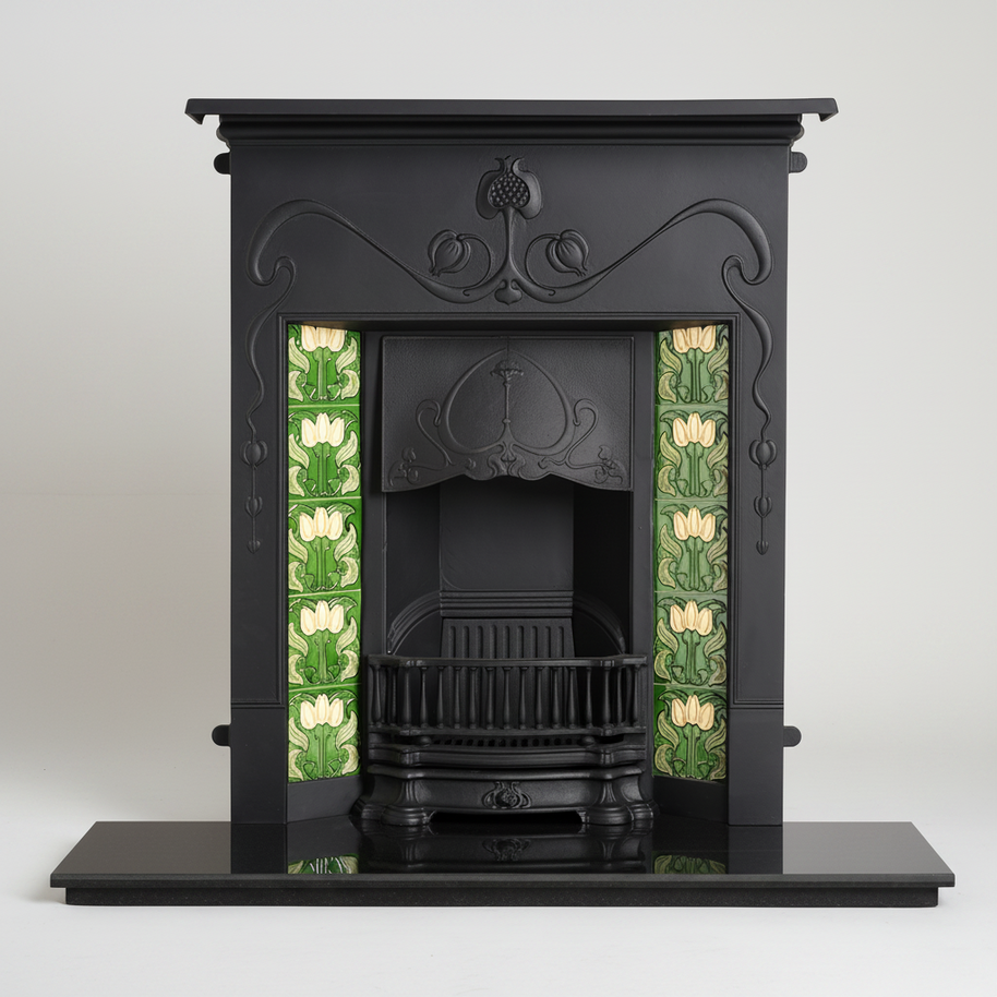 Valentine Art Nouveau cast iron fireplace