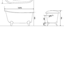 French Style Cast Iron Tub Bath 1370mm L