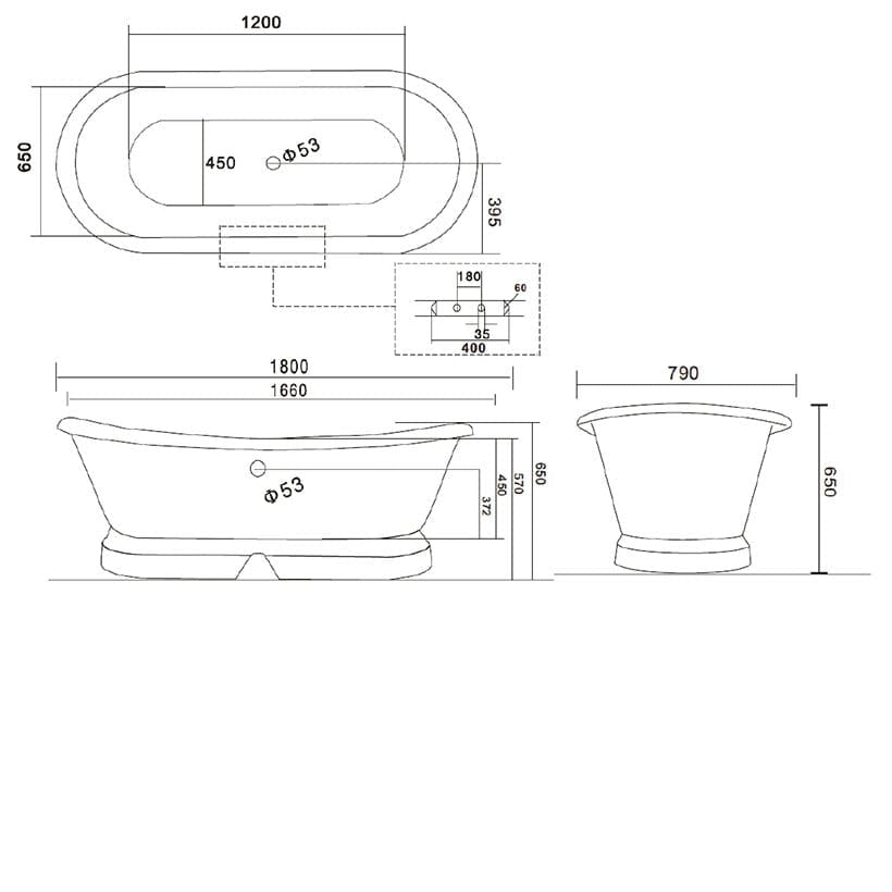 Cast Iron Bateau Bath