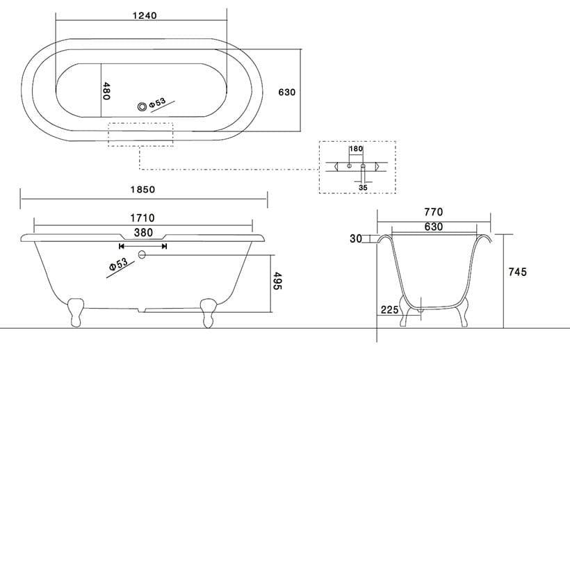 Victoria Cast Iron Roll Top Plunge Bath