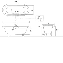 Victoria Cast Iron Roll Top Plunge Bath