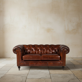 Vintage Leather 2 Seater Chesterfield