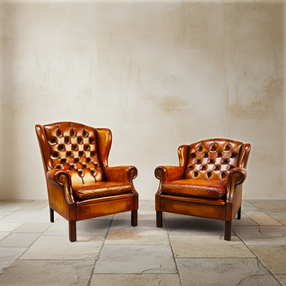 Pair Of Button Back Armchairs