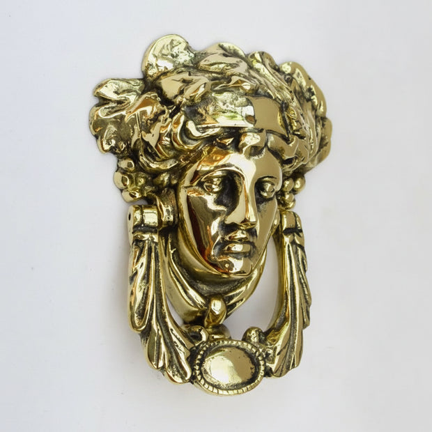 Solid Brass Regency Dionysus Face Door Knocker