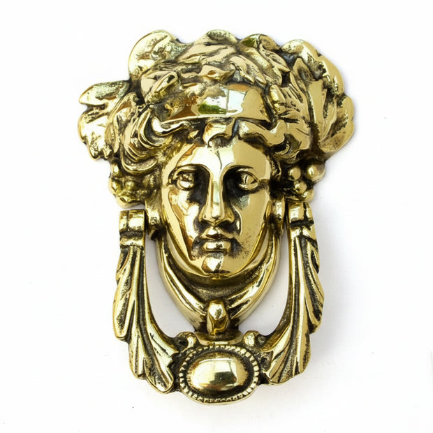 Solid Brass Regency Dionysus Face Door Knocker