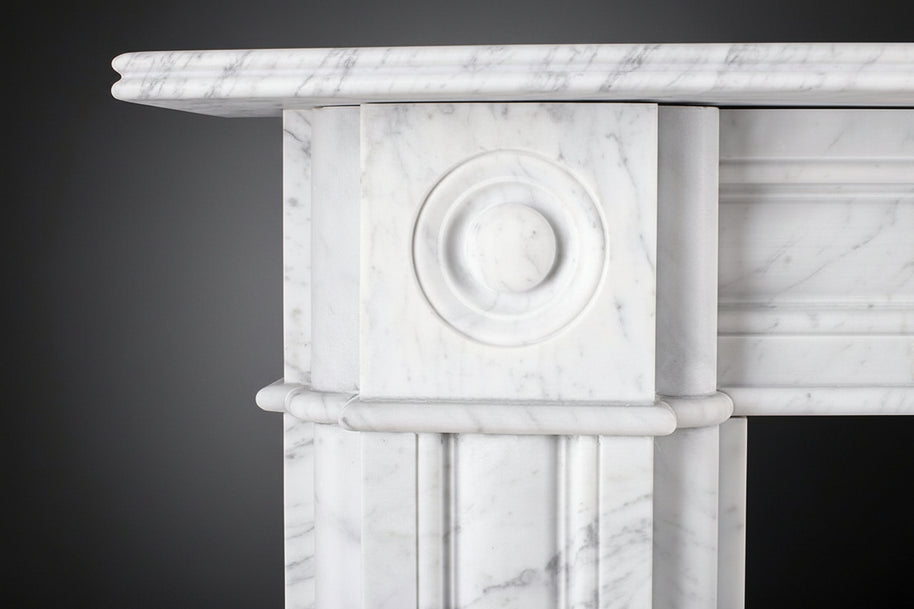 Georgian Double Slip Carrara Marble Fireplace